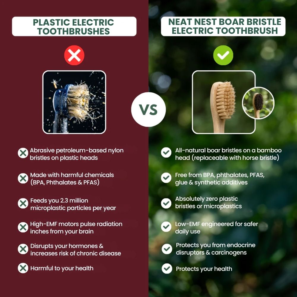 Neat Nest Bamboo & Boar Bristle Electric ToothBrush