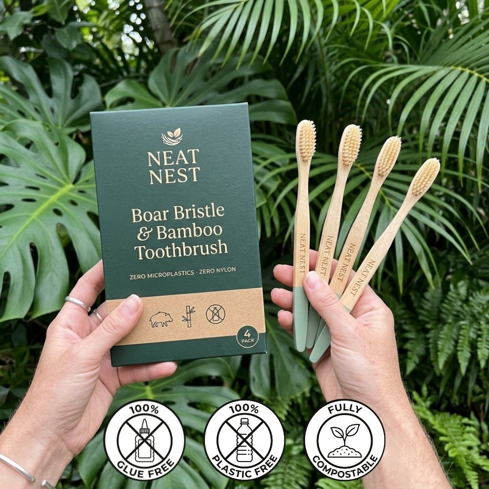 NeatNest Boar Bristle & Bamboo ToothBrush (4Pack)