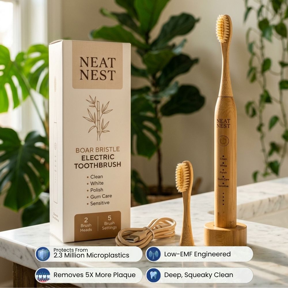 Neat Nest Bamboo & Boar Bristle Electric ToothBrush