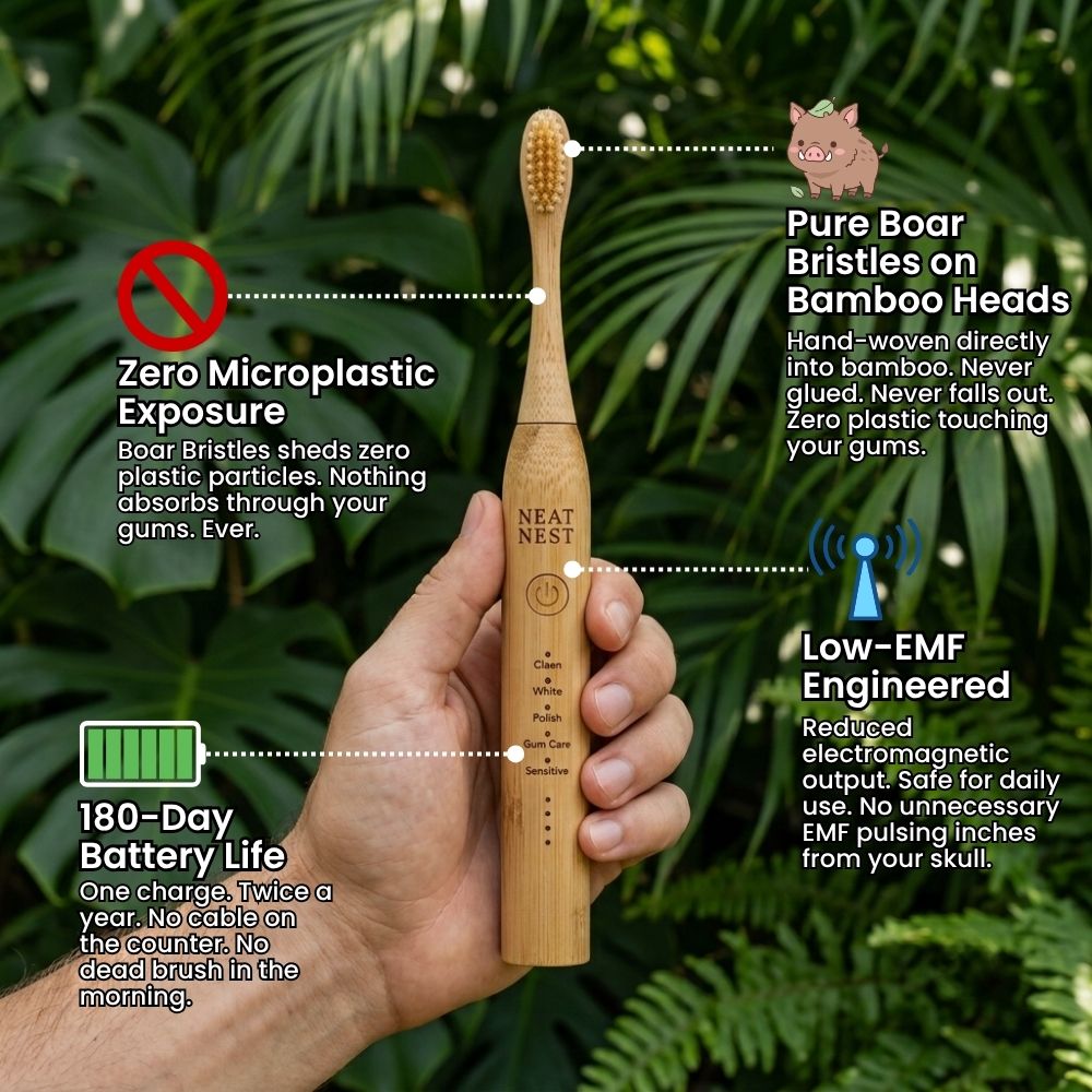 Neat Nest Bamboo & Boar Bristle Electric ToothBrush